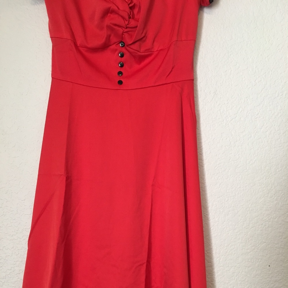 Vintage retro style red sweetheart swing dress - Picture 5 of 8